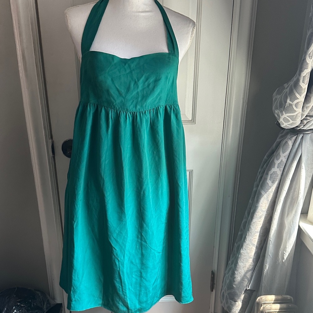 Open Back Halter Mini Dress in Teal.  Size M/L.